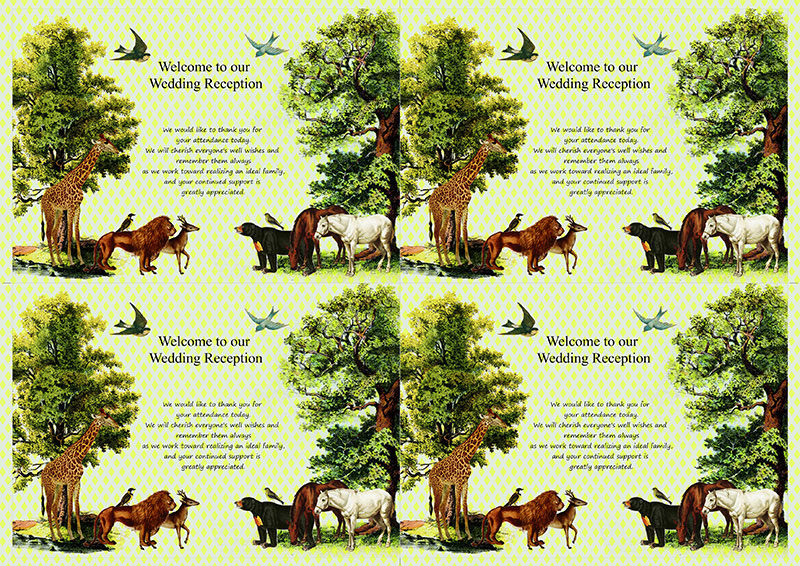 森の動物からの届いた無料ウエディングカード